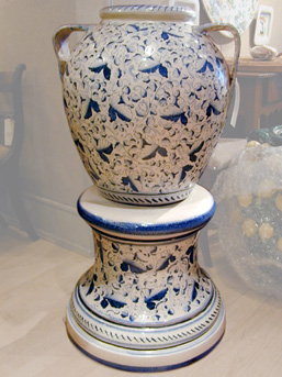 Lot image - Continental Faience Urn on Stand