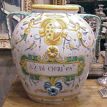 Lot image - Continental Faience Urn