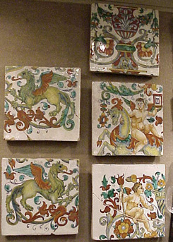 Lot image - Group of Five Continental Faience Tiles