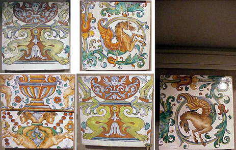 Lot image - Group of Five Continental Faience Tiles