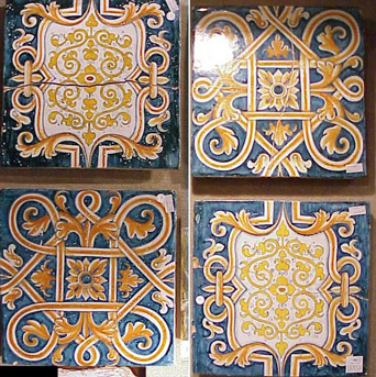 Lot image - Group of Four Continental Faience Tiles