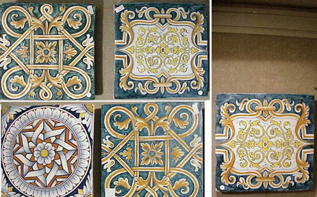 Lot image - Group of Five Continental Faience Tiles