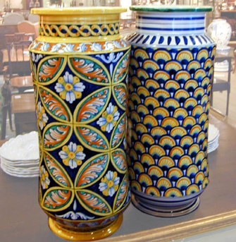 Lot image - Two Continental Faience Umbrella Stands