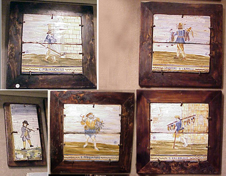 Lot image - Group of Five Continental Faience Tiles