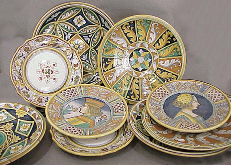 Lot image - Group of Nine Continental Faience Plates