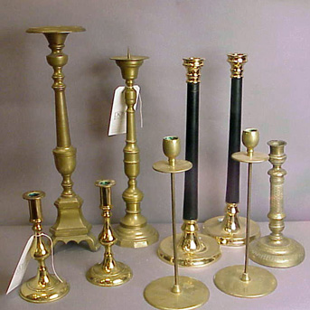 Lot image - Miscellaneous Group of Brass Candlesticks