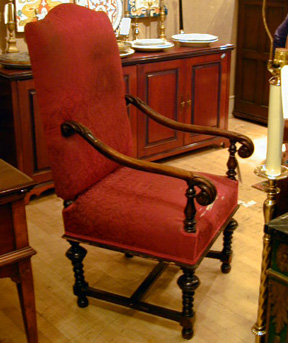Lot image - Baroque Style Upholstered Walnut Armchair