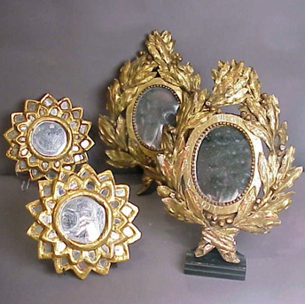 Lot image - Group of Four Small Gilt Carved Wood Mirrors
