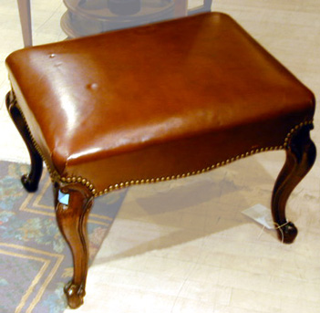 Lot image - Louis XV Style Leather Upholstered Stool