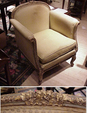 Lot image - Italian Rococo Style Gilt Carved Wood Upholstered Club Chair