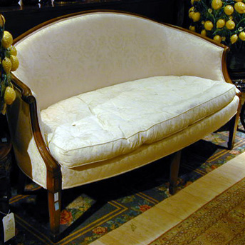 Lot image - Georgian Style Upholstered Walnut Settee
