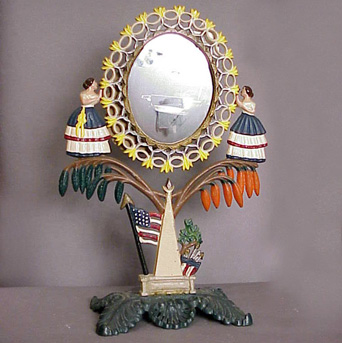 Lot image - Painted Cast Metal Vanity Mirror