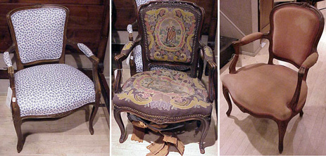 Lot image - Group of Three Louis XVI Style Upholstered Armchairs