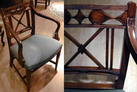 Lot image - Pair of Regency Style Walnut Armchairs