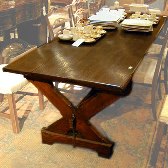 Lot image - Arts and Crafts Style Oak Trestle Table