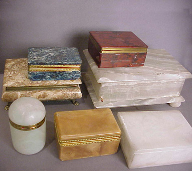 Lot image - Group of Seven Hardstone Boxes