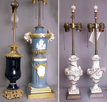 Lot image - Group of Four Continental Porcelain Lamps