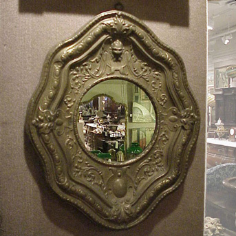 Lot image - Victorian Pressed Brass Mirror