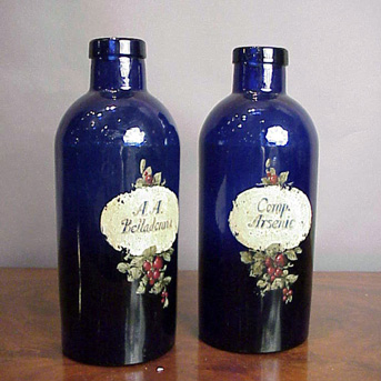 Lot image - Two Cobalt Glass Apothecary Jars