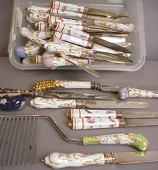 Lot image - Miscellaneous Group of Porcelain Handled Flatware
