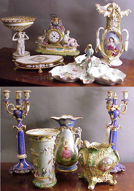 Lot image - Group of Ten Continental Porcelain Articles
