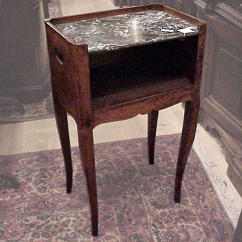 Lot image - Provincial Louis XV Style Marble Top Walnut Side Cabinet