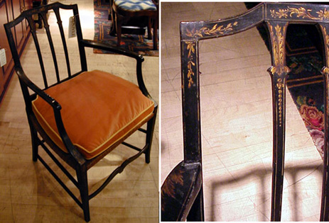 Lot image - Pair of Georgian Style Painted and Gilt-Decorated Armchairs