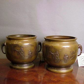 Lot image - Pair of Japanese Bronze Cachepots
