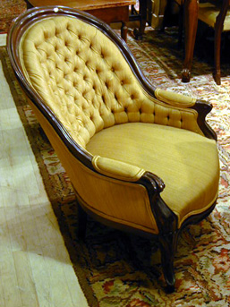 Lot image - Victorian Upholstered Mahogany Armchair