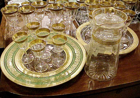 Lot image - Group of Gilt-Decorated Glassware