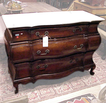 Lot image - Italian Rococo Style Marble Top Mahogany Commode