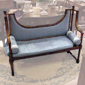 Lot image - Neoclassical Style Walnut Upholstered Bench