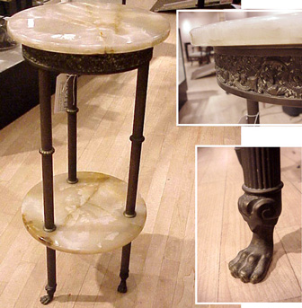 Lot image - Onyx and Gilt-Metal Two-Tier Stand