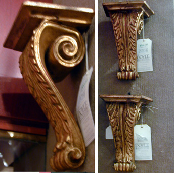 Lot image - Pair of Neoclassical Style Gilt Carved Wood Wall Brackets
