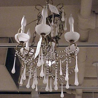 Lot image - Empire Style Opaline and Gilt-Metal Six-Light Chandelier