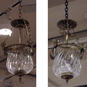 Lot image - Pair of Empire Style Gilt-Bronze and Glass Lanterns