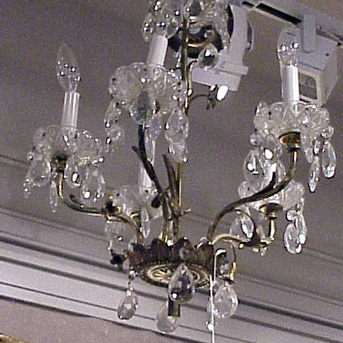 Lot image - Louis XVI Style Gilt-Metal and Cut Glass Four-Light Chandelier