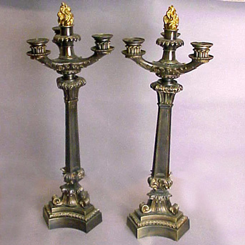 Lot image - Pair of Empire Style Gilt-Bronze Four-Light Candelabra