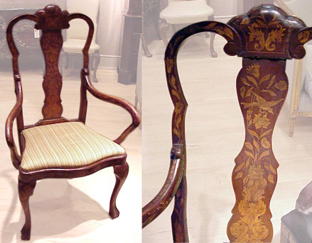 Lot image - Dutch Marquetry Inlaid Mahogany Armchair