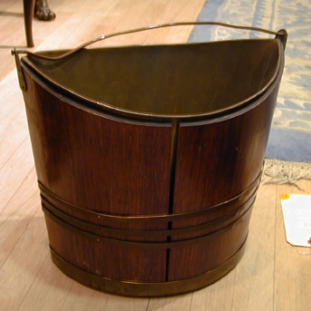 Lot image - Georgian Style Brass Bound Mahogany Peat Bucket