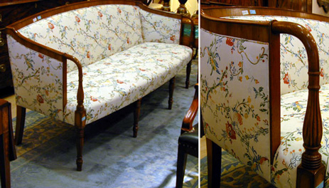 Lot image - Federal Style Upholstered Mahogany Settee