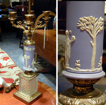 Lot image - Georgian Style Gilt-Bronze, Cut Glass and Jasper Ware Lamp
