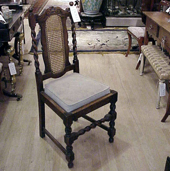 Lot image - Set of Five Continental Baroque Style Caned Oak Dining Chairs