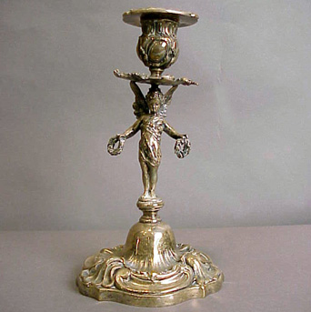 Lot image - Continental Silver Figural Candlestick
