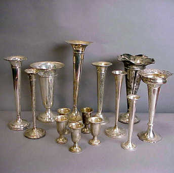 Lot image - Group of Sterling Silver Vases