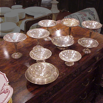 Lot image - Group of Ten Sterling Silver Bowls and Compotes