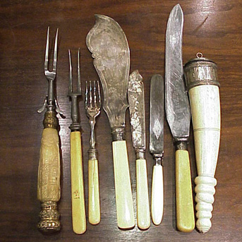 Lot image - Group of Ivory and Celluloid Handled Flatware