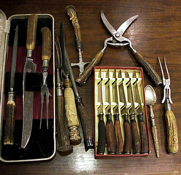 Lot image - Group of Bone, Antler and Ivory Handled Flatware
