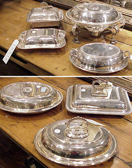 Lot image - Group of Seven Silver Plated Covered Entree Dishes
