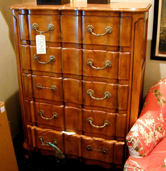 Lot image - Louis XV Style Fruitwood Tall Chest of Drawers